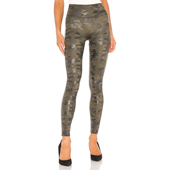 Spanx Faux Leather Green Camo Leggings - Picture 2 of 6
